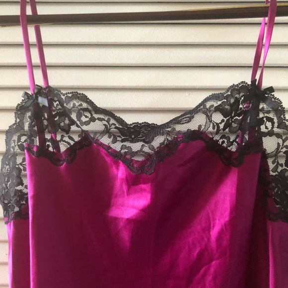 Victoria’s Secret Raspberry Purple black slip chemise M - Picture 3 of 11